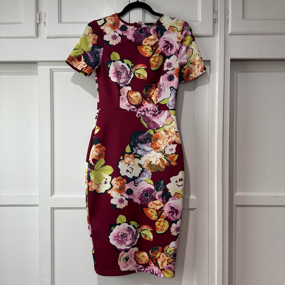 ASOS Floral Scuba Bodycon Midi Dress